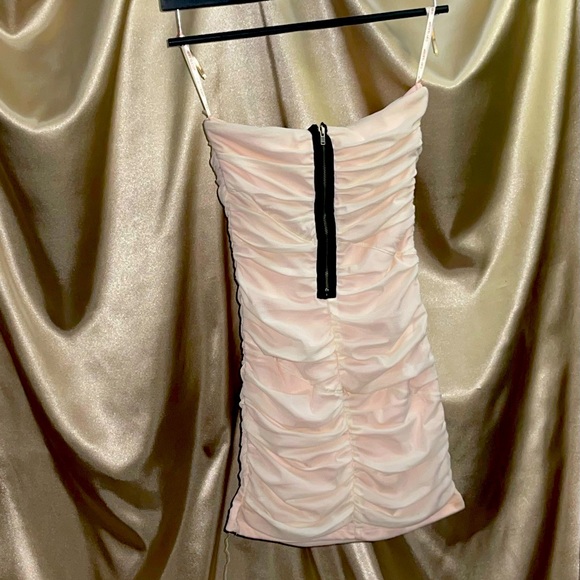 GUESS Baby Pink Mini Dress w/ Black Color-blocked Zipper - Picture 2 of 2